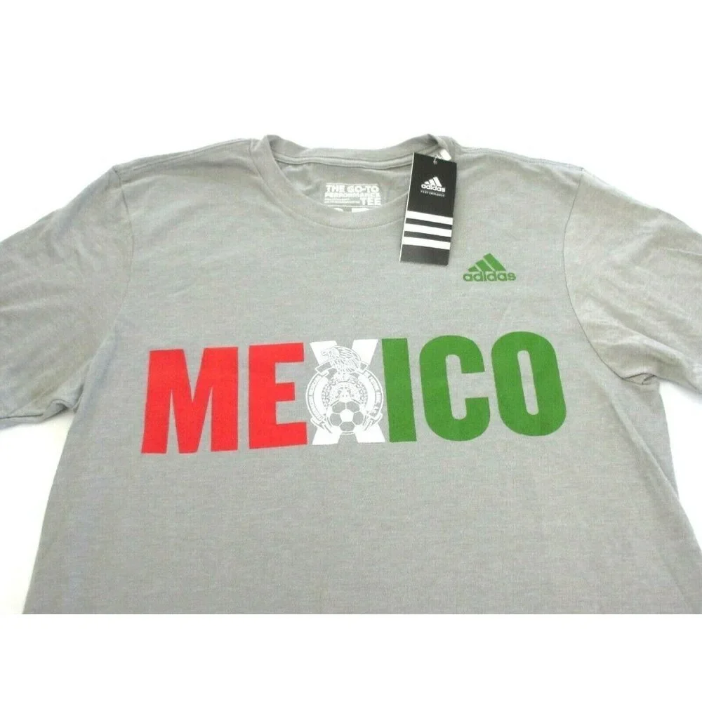 Adidas Men's Performance Mexico Soccer Federation Logo SS Tee shirt Grey NWT